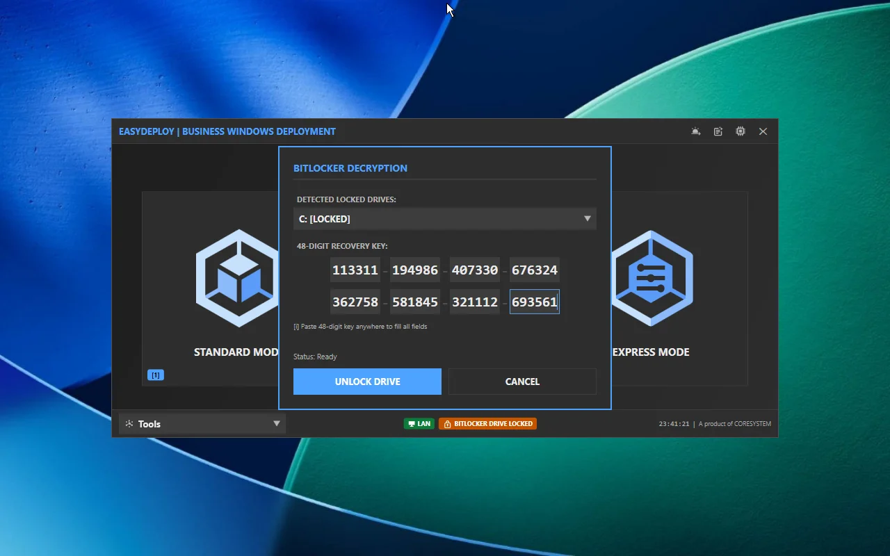 EasyDeploy WinPE interface — screenshot 2