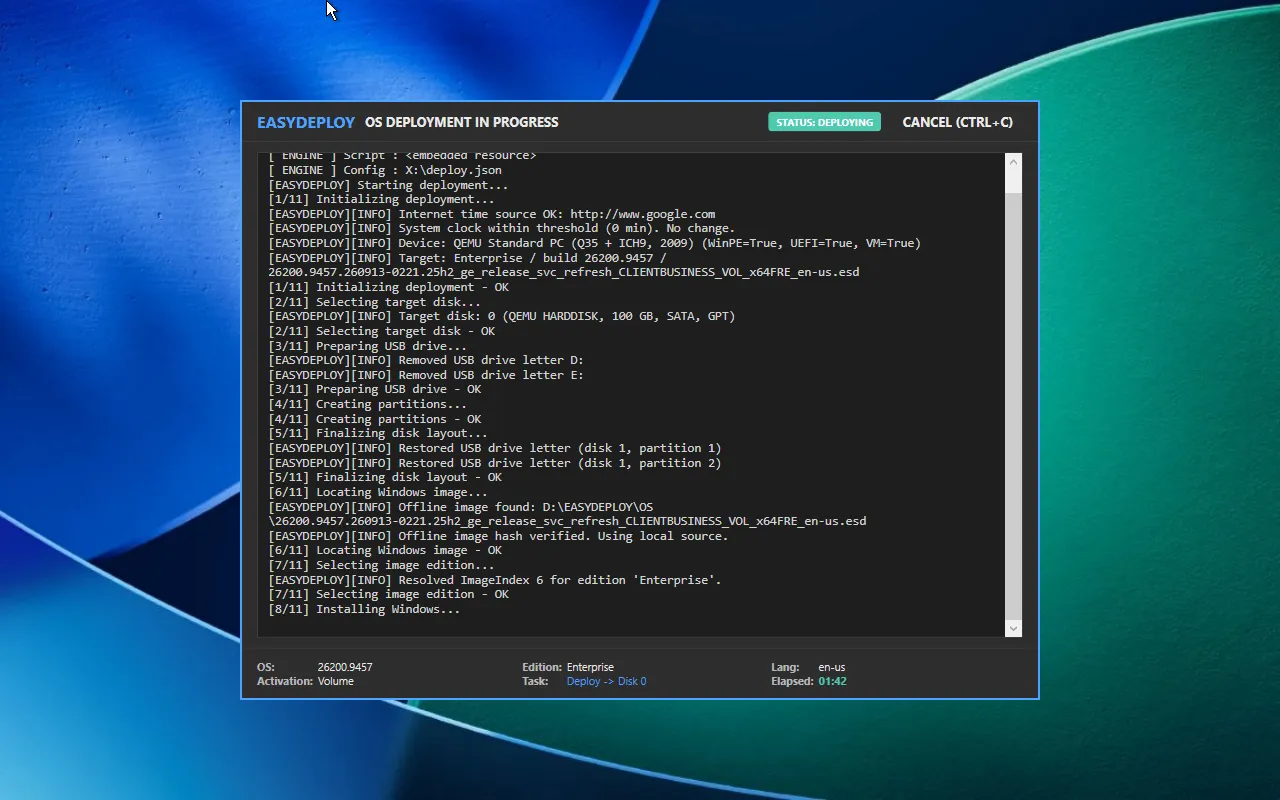 EasyDeploy WinPE interface — screenshot 5